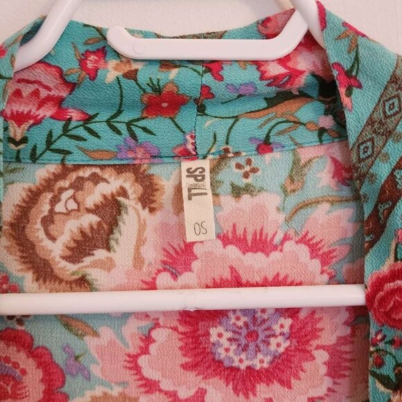 Spell & The Gypsy Babushka Turquoise Maxi Kimono Robe OS b225e - Picture 10 of 13